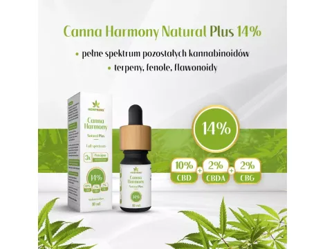 Olej CBD 14% Canna Harmony - 10% CBD + 2% CBDA + 2% CBG Natural Plus 1400mg 10ml - 2